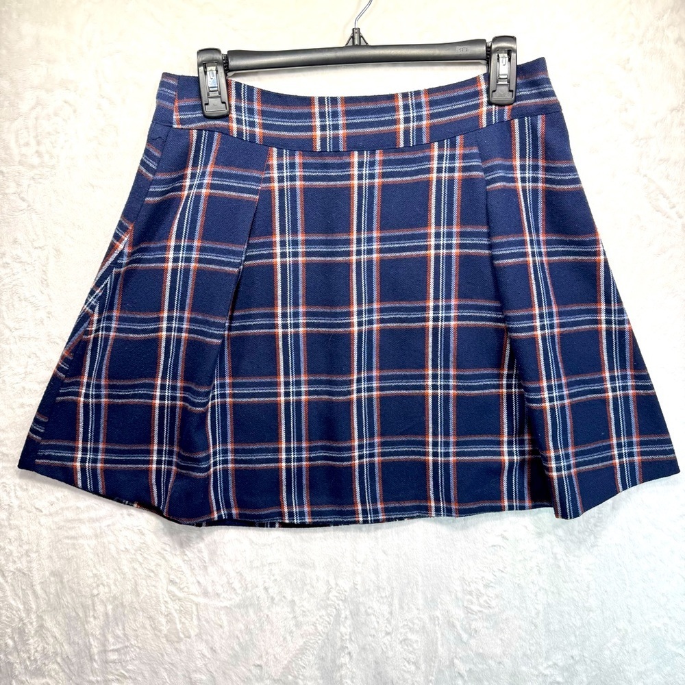 Navy Blue Plaid Pleated Mini Skirt Schoolgirl Girlhoodcore Academia Copper Key